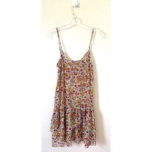 Zara Floral Sheer Lightweight Trapeze Knee Length Dress Purple Size XS